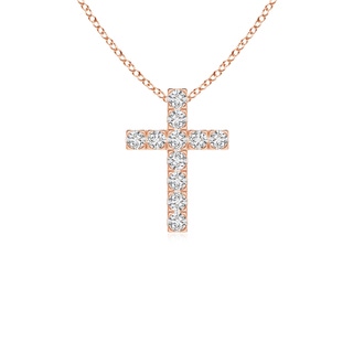 2mm HSI2 Flat Prong-Set Diamond Cross Pendant in 10K Rose Gold