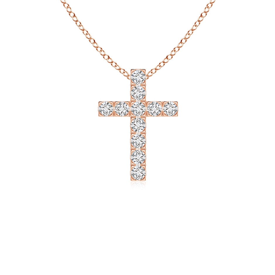 2mm HSI2 Flat Prong-Set Diamond Cross Pendant in Rose Gold 