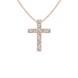2mm IJI1I2 Flat Prong-Set Diamond Cross Pendant in Rose Gold