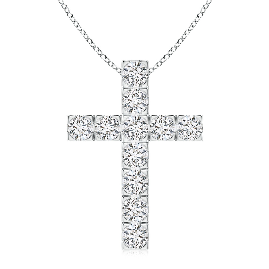 3.5mm HSI2 Flat Prong-Set Diamond Cross Pendant in White Gold 