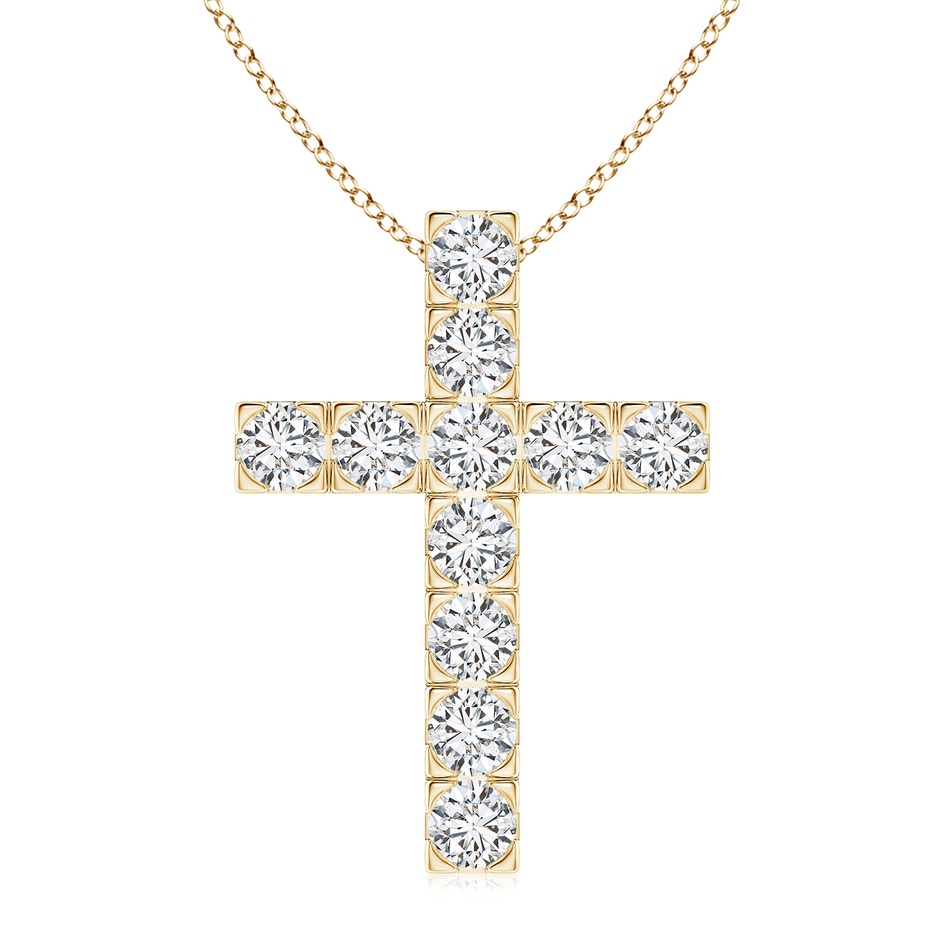 3.5mm HSI2 Flat Prong-Set Diamond Cross Pendant in Yellow Gold 