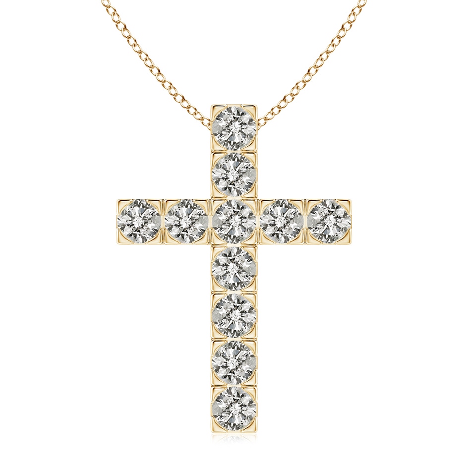 3.5mm KI3 Flat Prong-Set Diamond Cross Pendant in Yellow Gold 