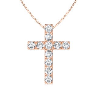 3mm GVS2 Flat Prong-Set Diamond Cross Pendant in 10K Rose Gold