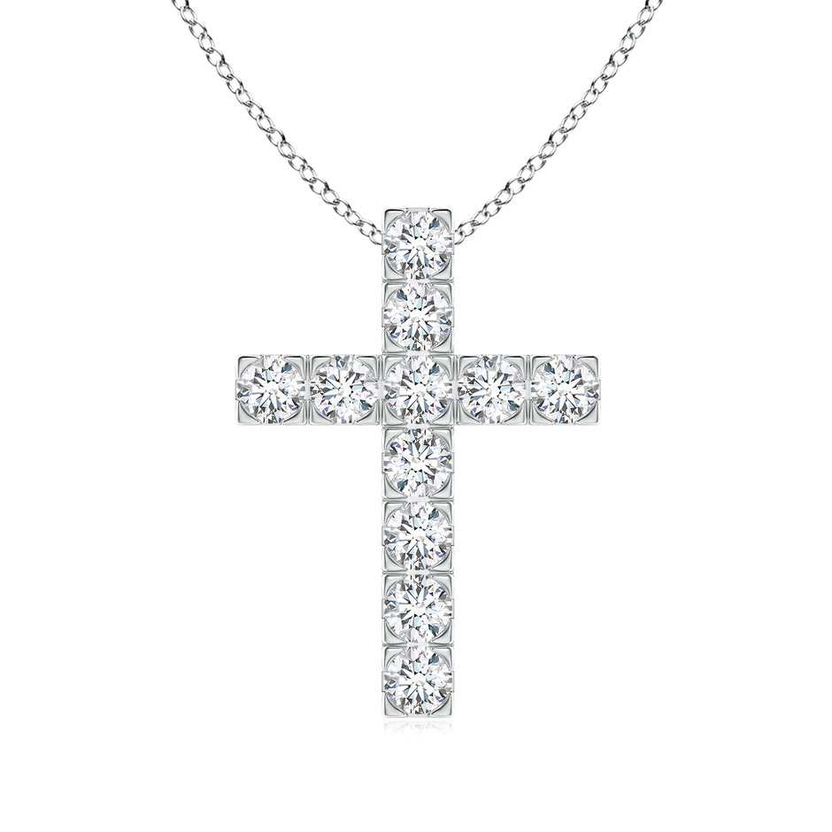 3mm GVS2 Flat Prong-Set Diamond Cross Pendant in P950 Platinum 
