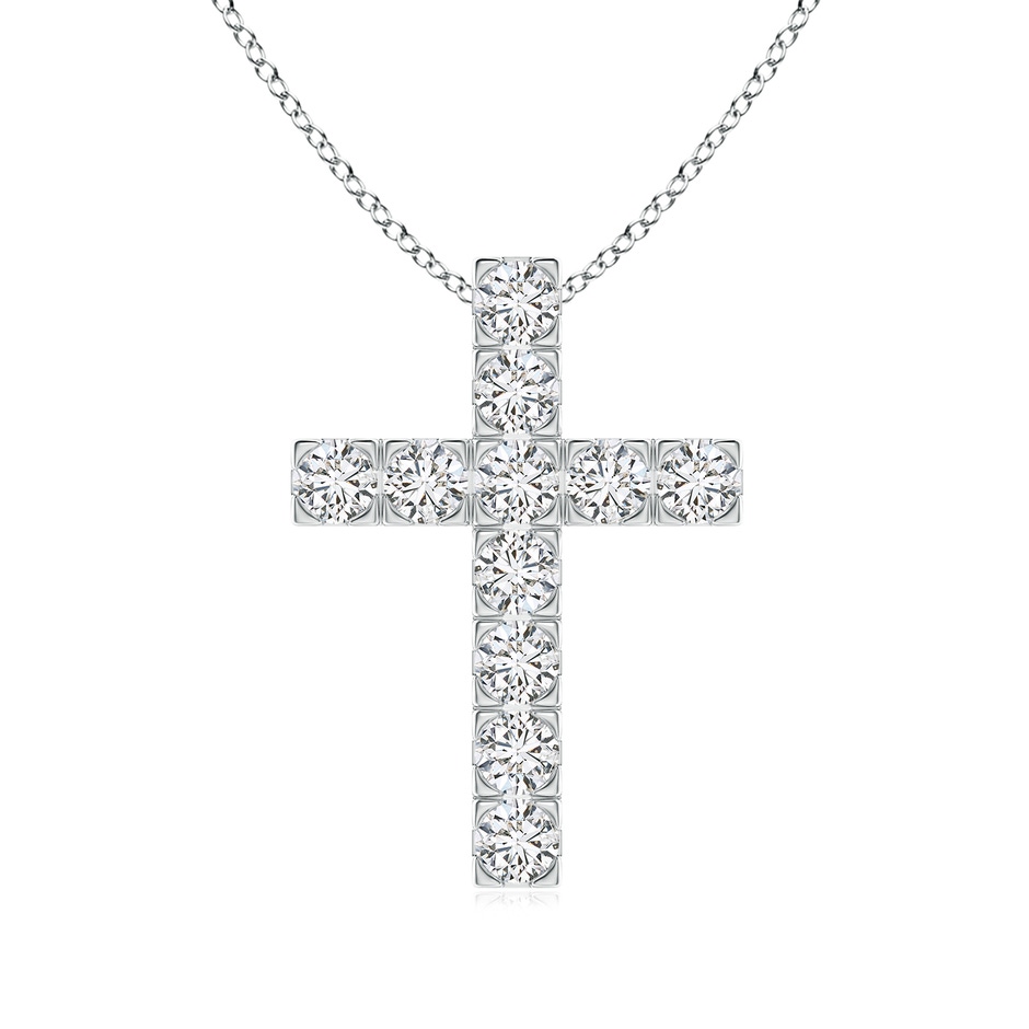 3mm HSI2 Flat Prong-Set Diamond Cross Pendant in P950 Platinum 
