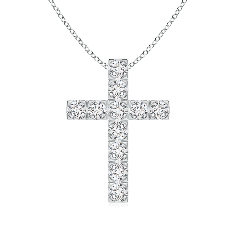 3mm HSI2 Flat Prong-Set Diamond Cross Pendant in White Gold 