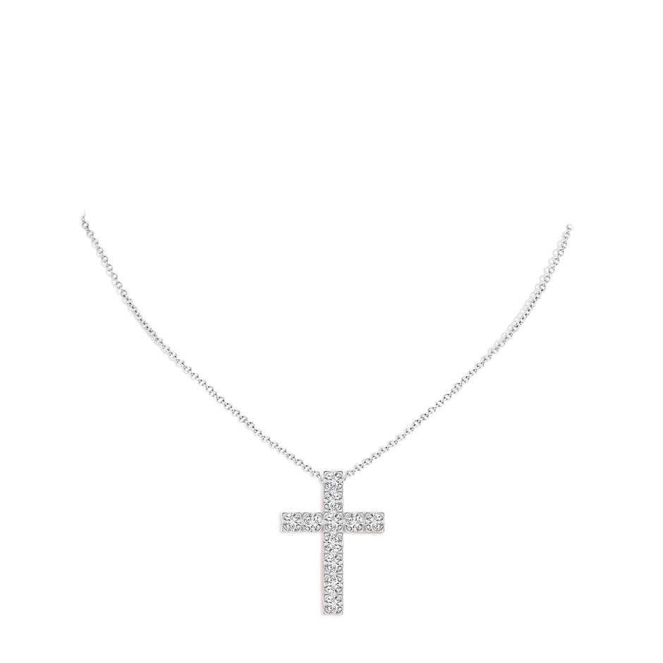 3mm HSI2 Flat Prong-Set Diamond Cross Pendant in White Gold pen