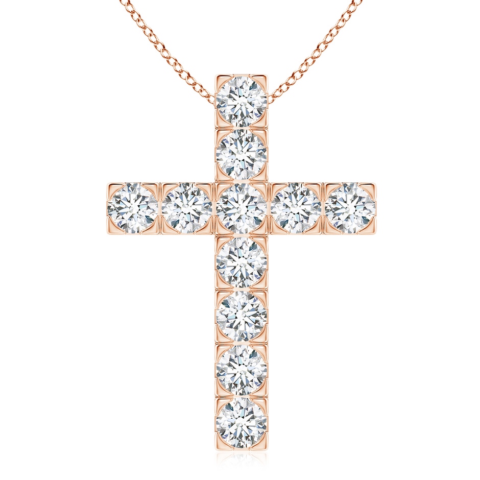4.5mm GVS2 Flat Prong-Set Diamond Cross Pendant in Rose Gold 