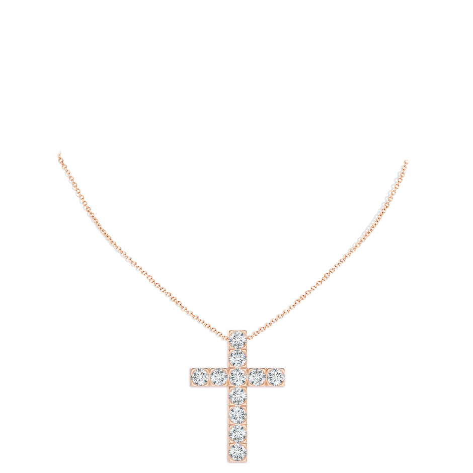 4.5mm GVS2 Flat Prong-Set Diamond Cross Pendant in Rose Gold pen