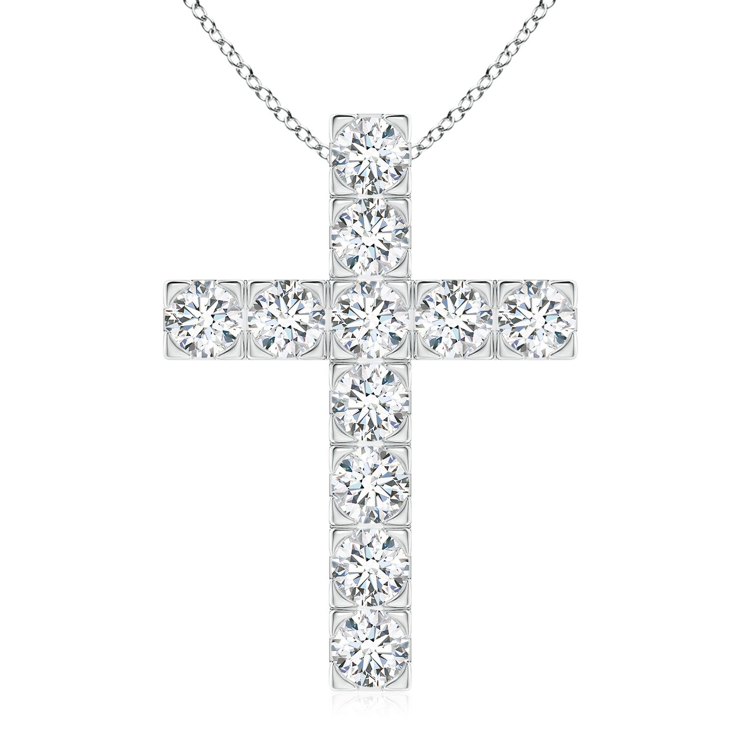 4.5mm GVS2 Flat Prong-Set Diamond Cross Pendant in White Gold