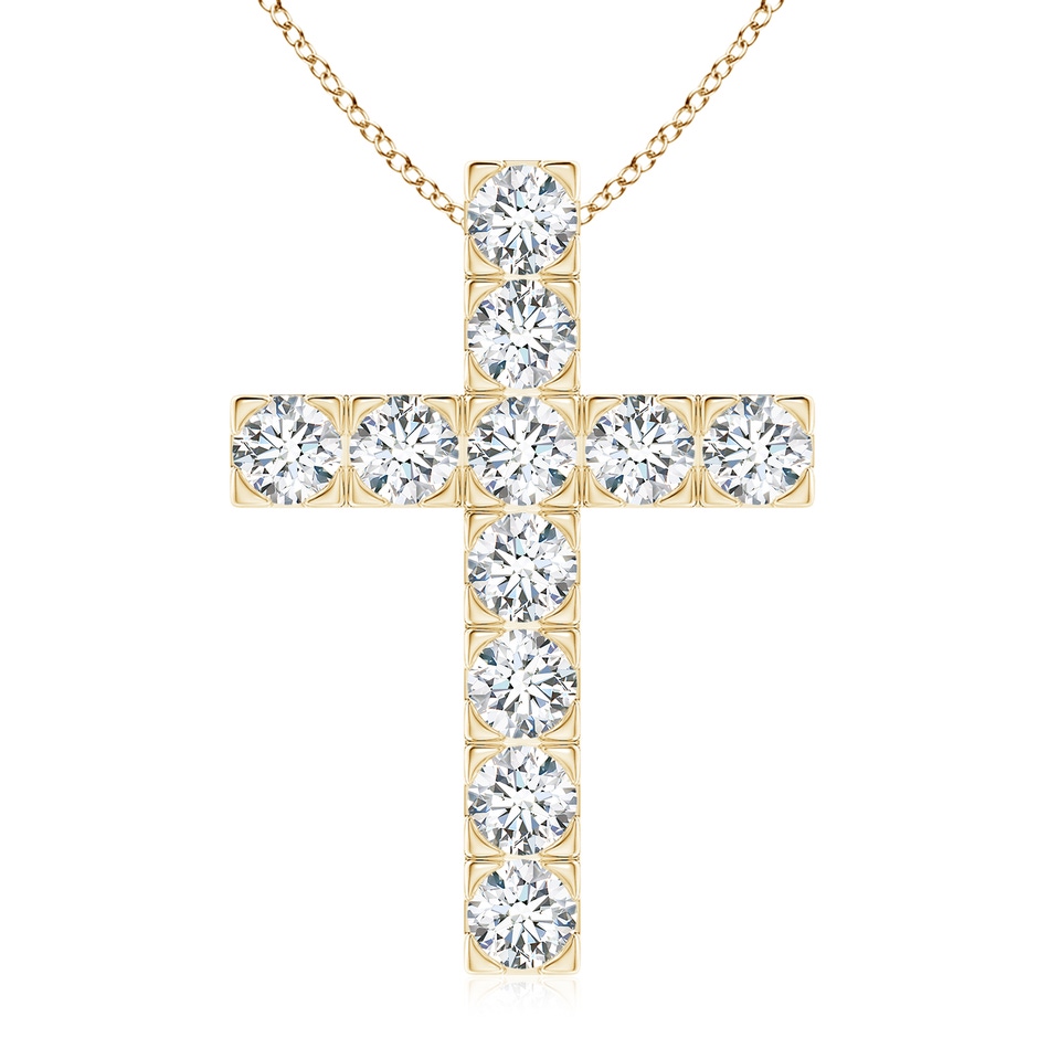 4.5mm GVS2 Flat Prong-Set Diamond Cross Pendant in Yellow Gold 