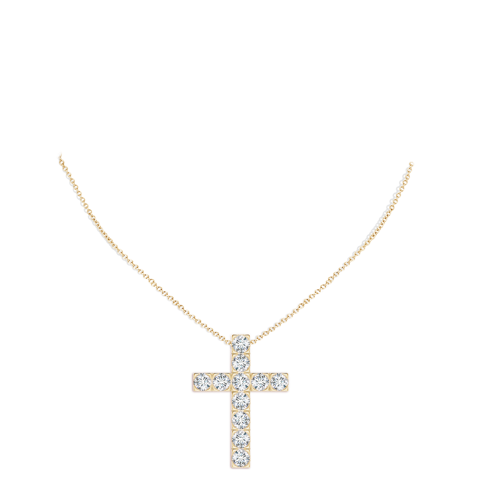 4.5mm GVS2 Flat Prong-Set Diamond Cross Pendant in Yellow Gold pen