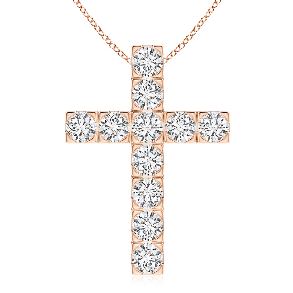 4.5mm HSI2 Flat Prong-Set Diamond Cross Pendant in Rose Gold 