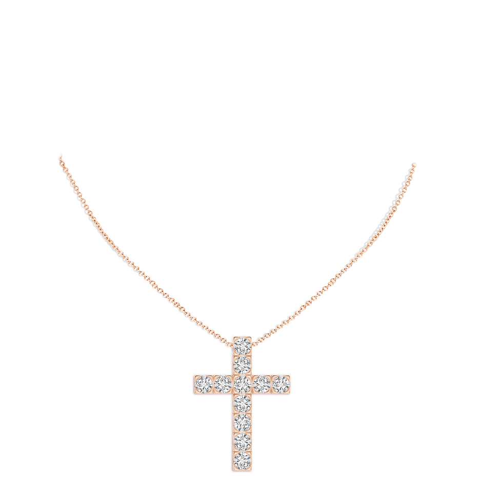 4.5mm HSI2 Flat Prong-Set Diamond Cross Pendant in Rose Gold pen