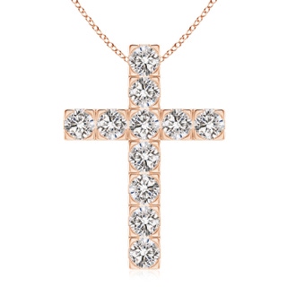 4.5mm IJI1I2 Flat Prong-Set Diamond Cross Pendant in 9K Rose Gold