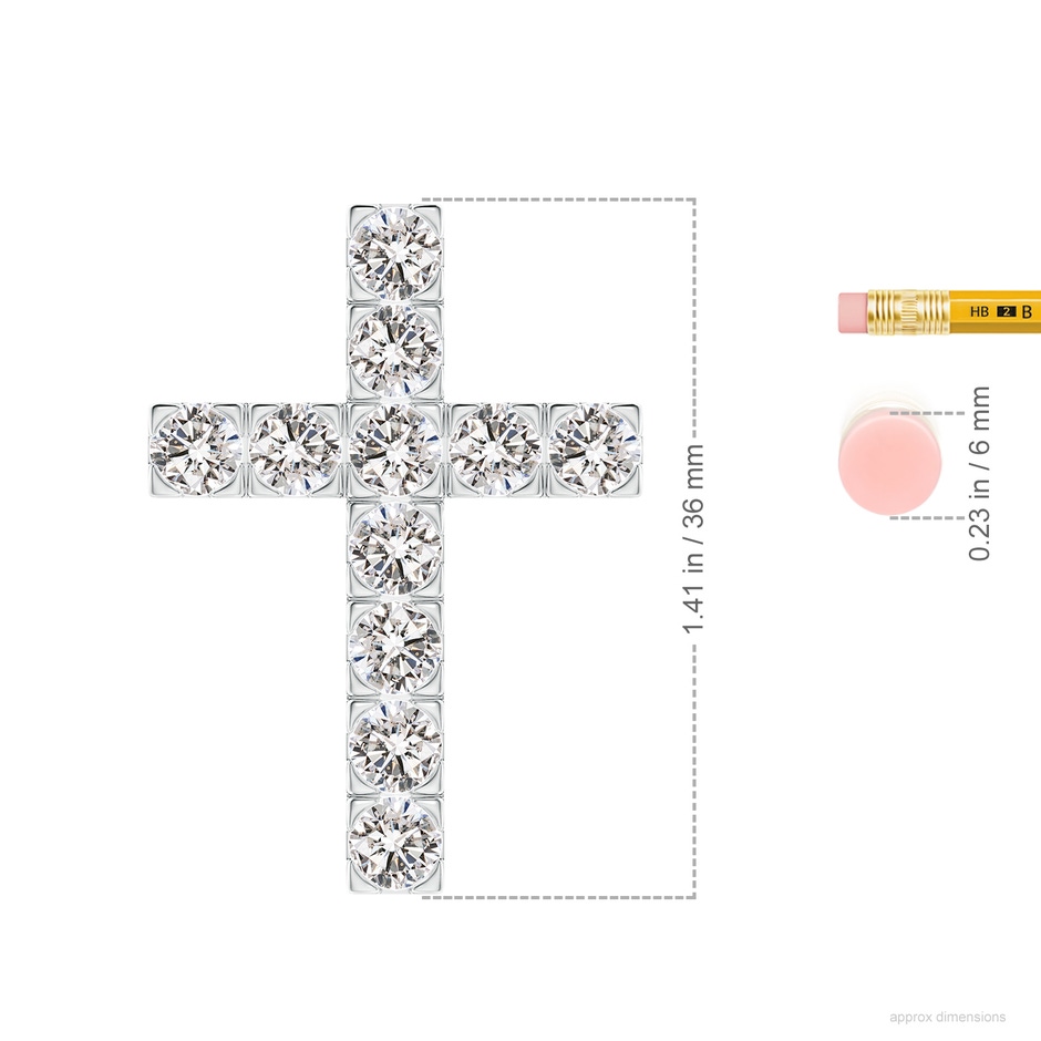 4.5mm IJI1I2 Flat Prong-Set Diamond Cross Pendant in P950 Platinum ruler