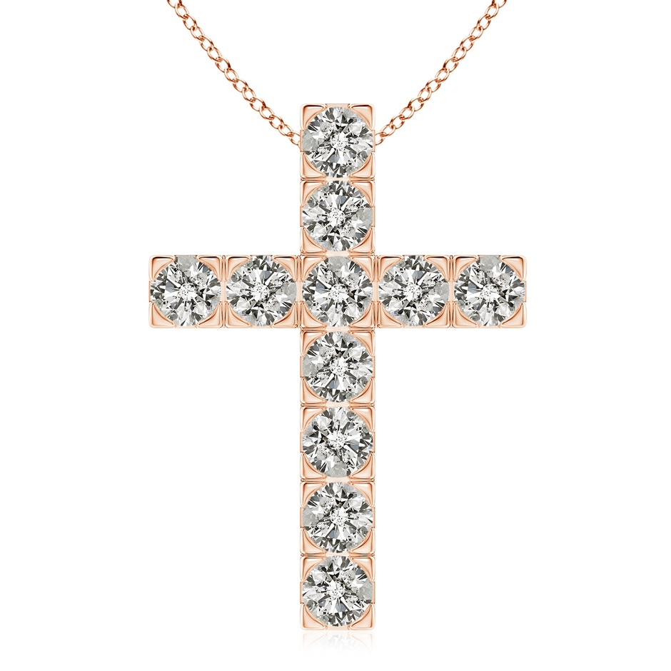 4.5mm KI3 Flat Prong-Set Diamond Cross Pendant in Rose Gold 