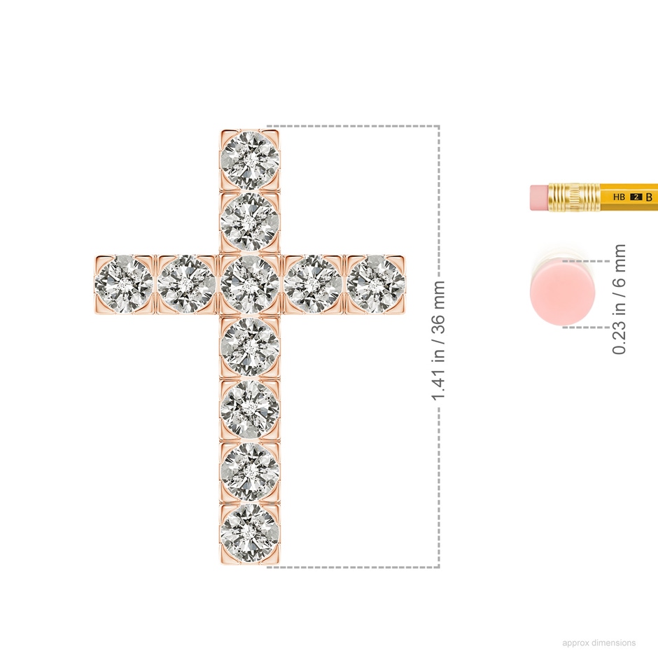 4.5mm KI3 Flat Prong-Set Diamond Cross Pendant in Rose Gold ruler