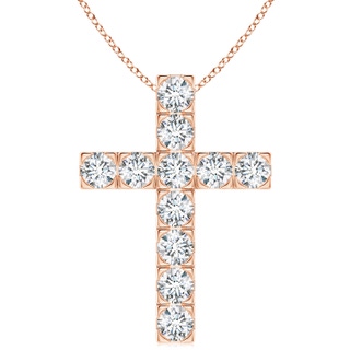 4mm GVS2 Flat Prong-Set Diamond Cross Pendant in 9K Rose Gold