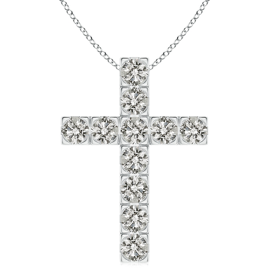 4mm KI3 Flat Prong-Set Diamond Cross Pendant in White Gold 