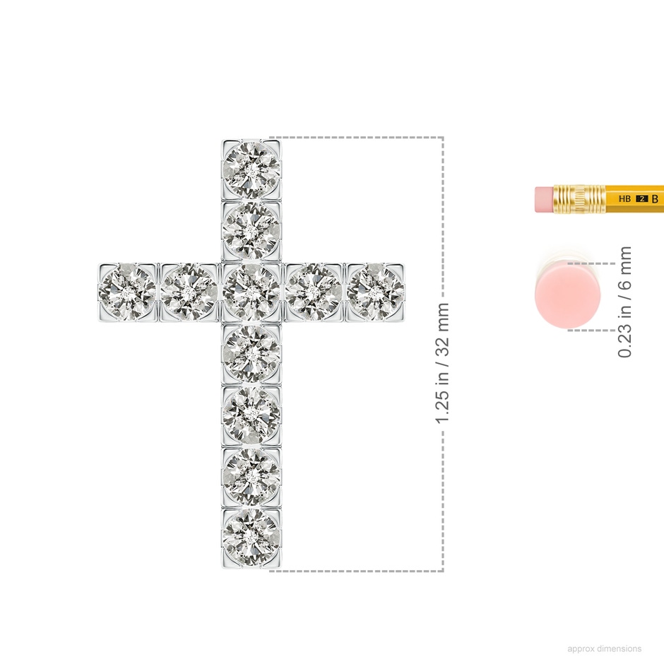 4mm KI3 Flat Prong-Set Diamond Cross Pendant in White Gold ruler