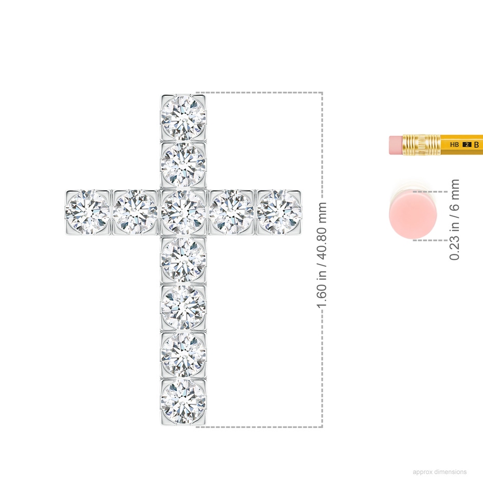 5.1mm GVS2 Flat Prong-Set Diamond Cross Pendant in P950 Platinum ruler