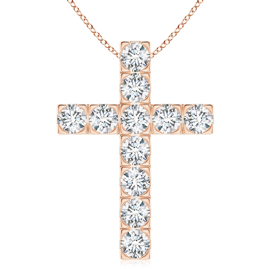 5.1mm GVS2 Flat Prong-Set Diamond Cross Pendant in Rose Gold 