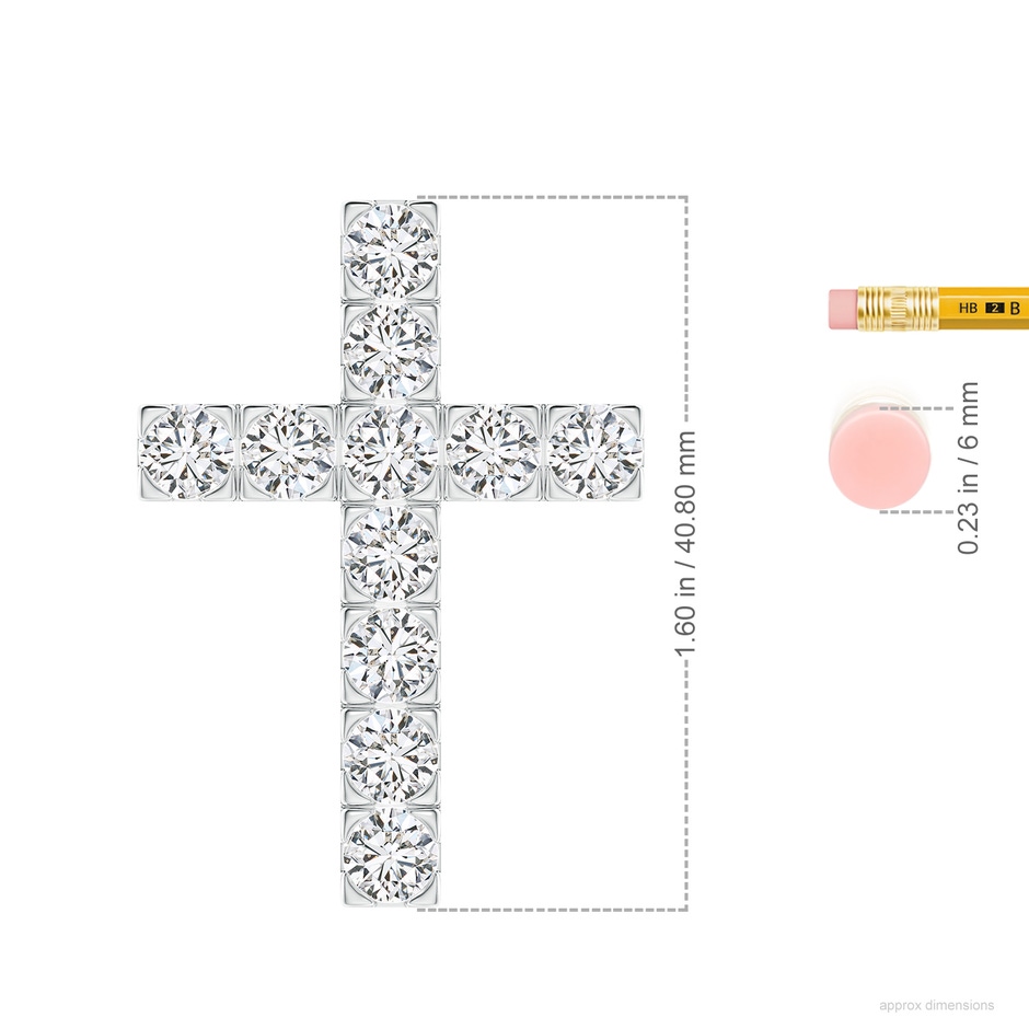 5.1mm HSI2 Flat Prong-Set Diamond Cross Pendant in P950 Platinum ruler