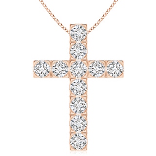 5.1mm HSI2 Flat Prong-Set Diamond Cross Pendant in Rose Gold