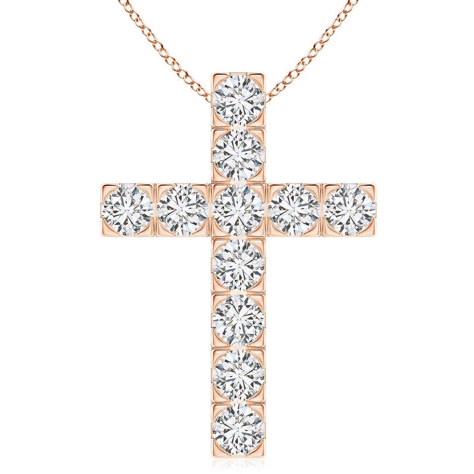 5.1mm HSI2 Flat Prong-Set Diamond Cross Pendant in Rose Gold 