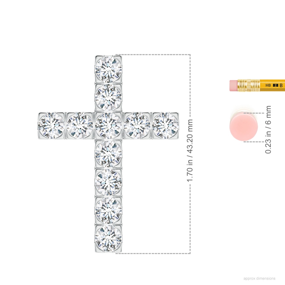 5.4mm GVS2 Flat Prong-Set Diamond Cross Pendant in P950 Platinum ruler