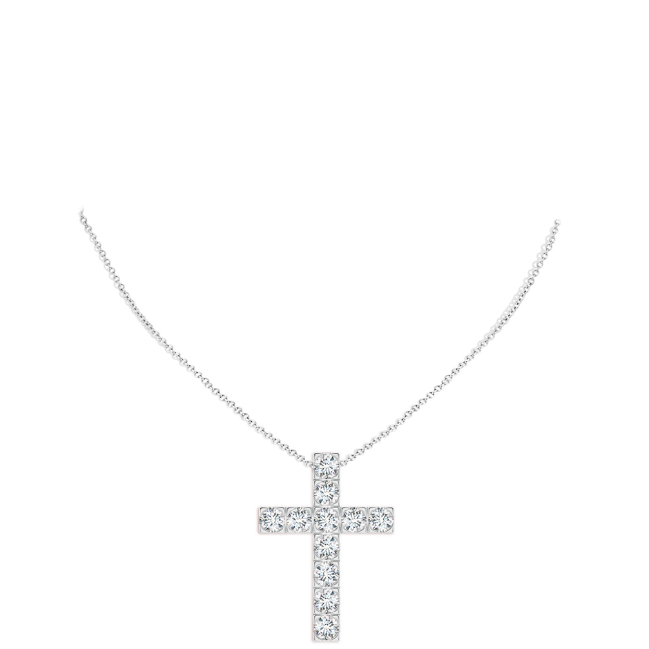 5.4mm GVS2 Flat Prong-Set Diamond Cross Pendant in P950 Platinum pen