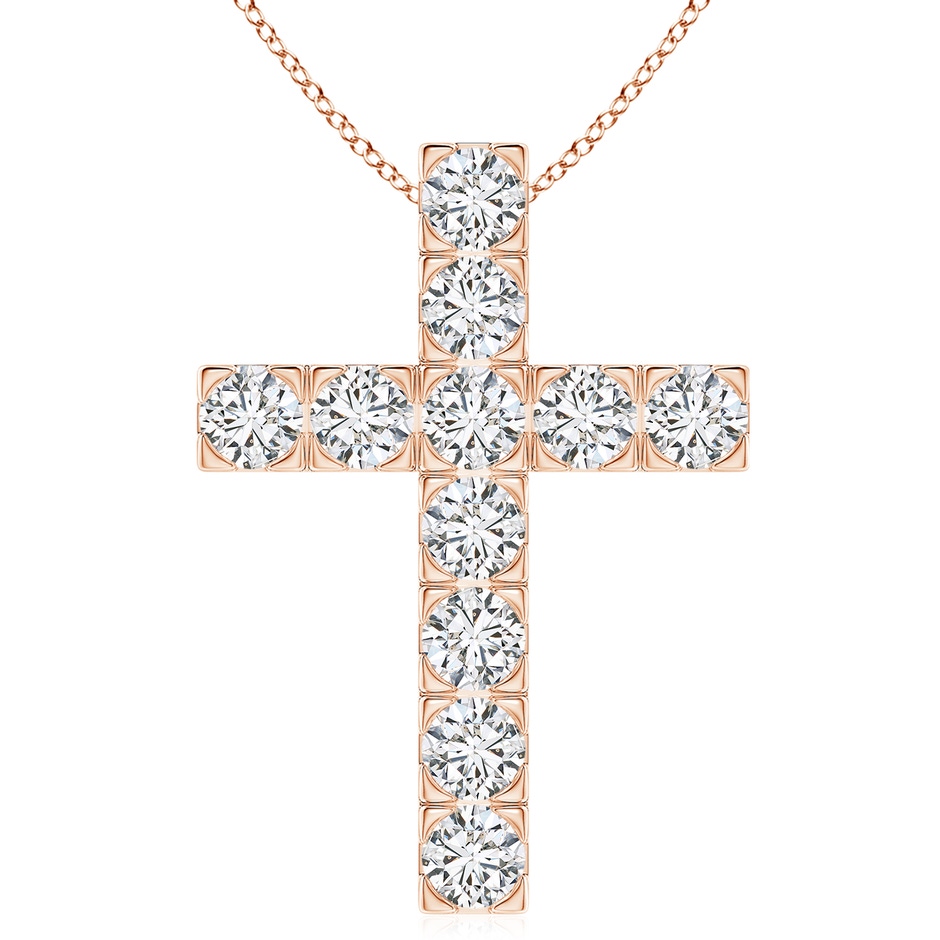 5.4mm HSI2 Flat Prong-Set Diamond Cross Pendant in Rose Gold 