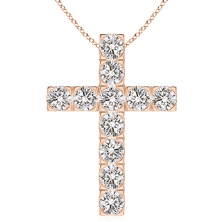 5.4mm IJI1I2 Flat Prong-Set Diamond Cross Pendant in 9K Rose Gold