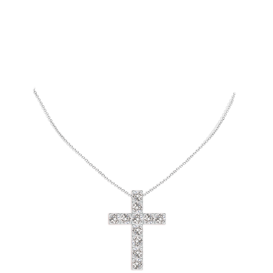 5.4mm IJI1I2 Flat Prong-Set Diamond Cross Pendant in P950 Platinum pen