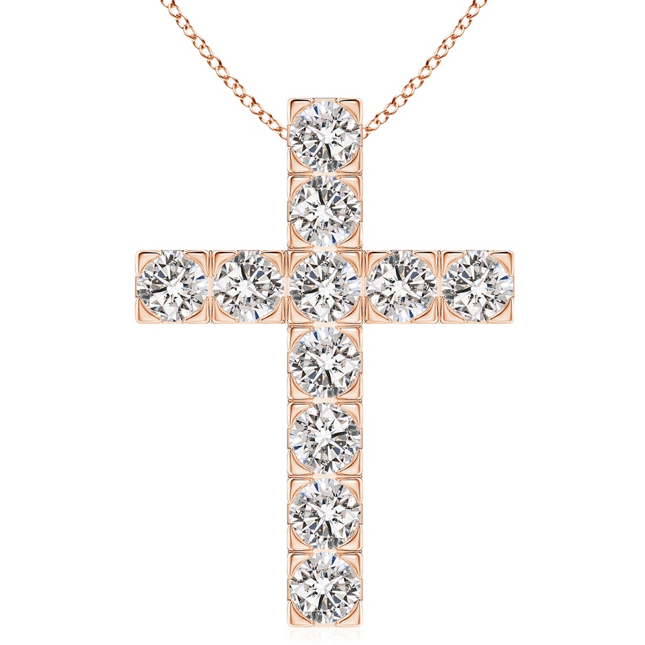 5.4mm IJI1I2 Flat Prong-Set Diamond Cross Pendant in Rose Gold 