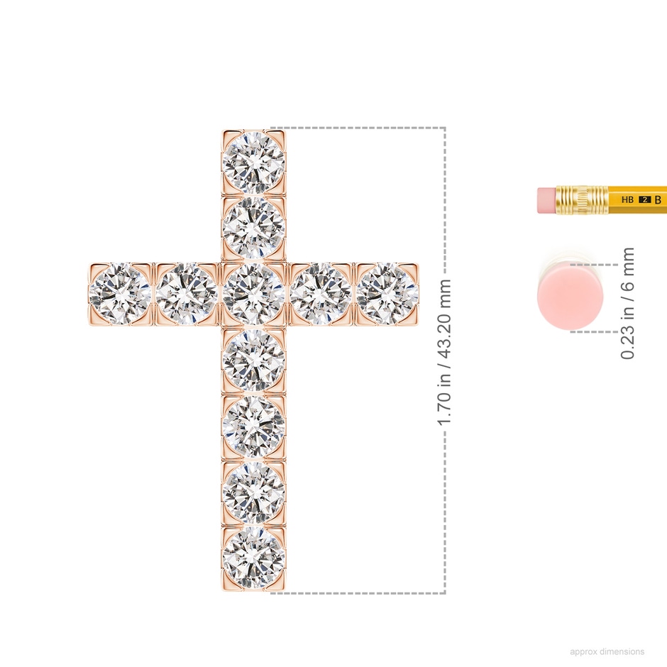 5.4mm IJI1I2 Flat Prong-Set Diamond Cross Pendant in Rose Gold ruler