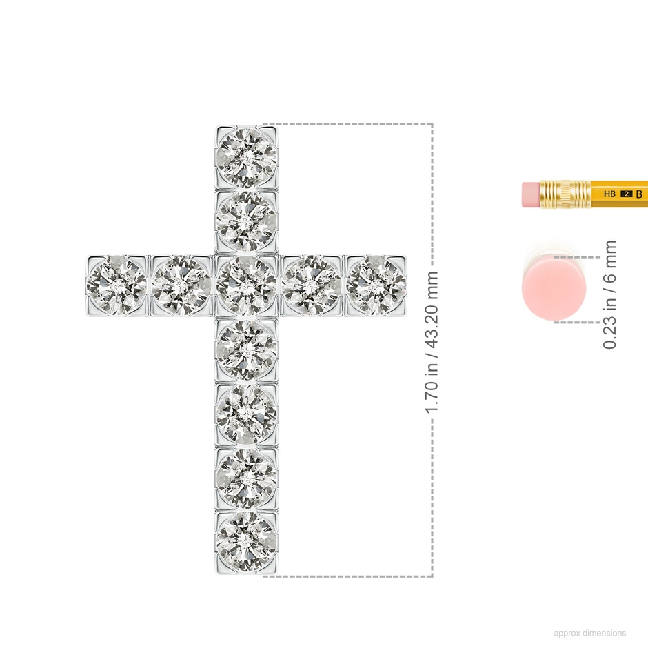 5.4mm KI3 Flat Prong-Set Diamond Cross Pendant in P950 Platinum ruler