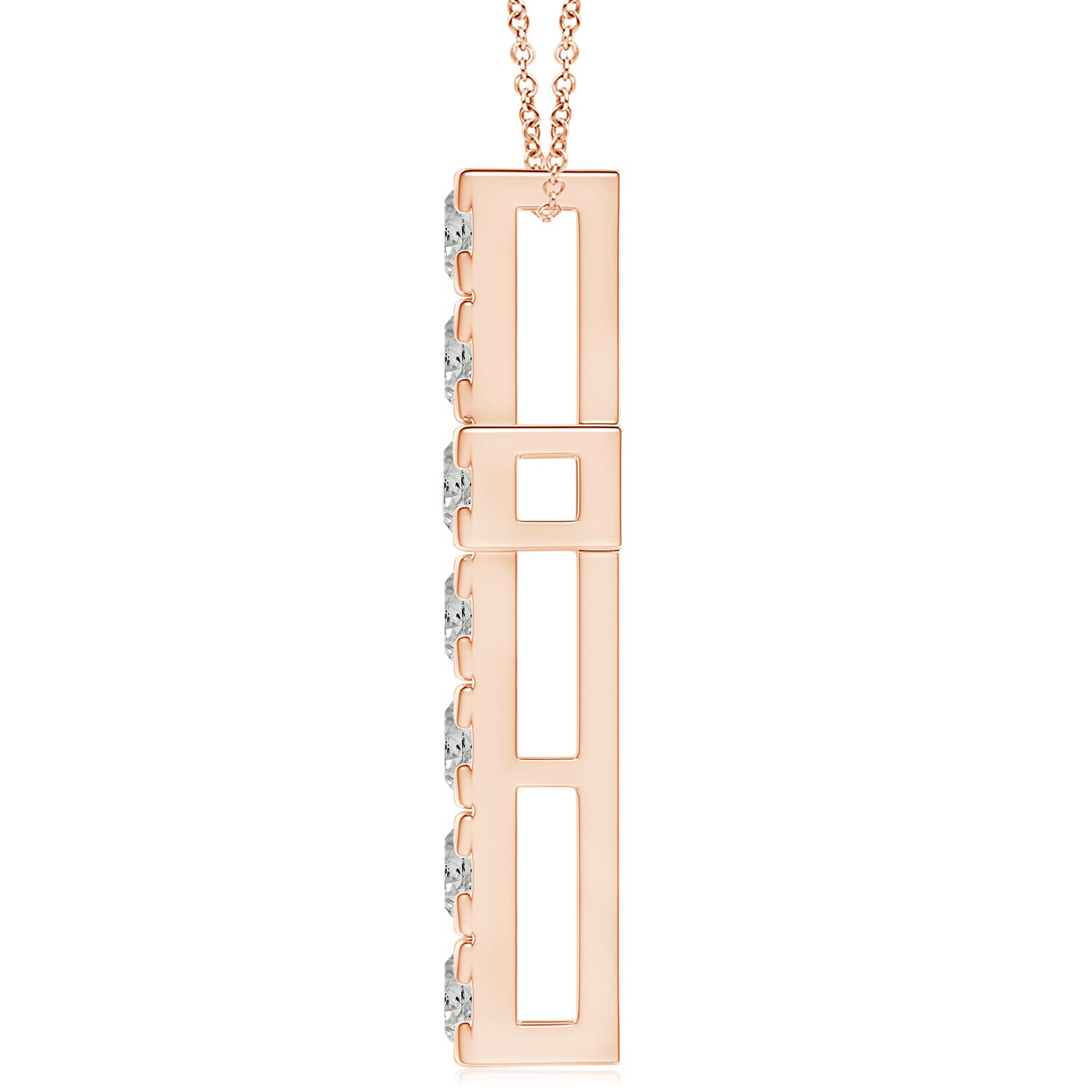 5.4mm KI3 Flat Prong-Set Diamond Cross Pendant in Rose Gold