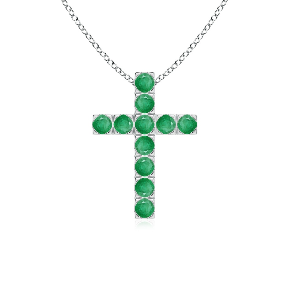 2.5mm A Flat Prong-Set Emerald Cross Pendant in S999 Silver 