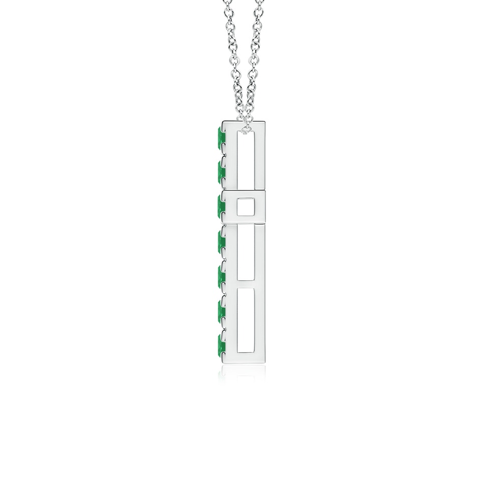 2.5mm A Flat Prong-Set Emerald Cross Pendant in S999 Silver side 199