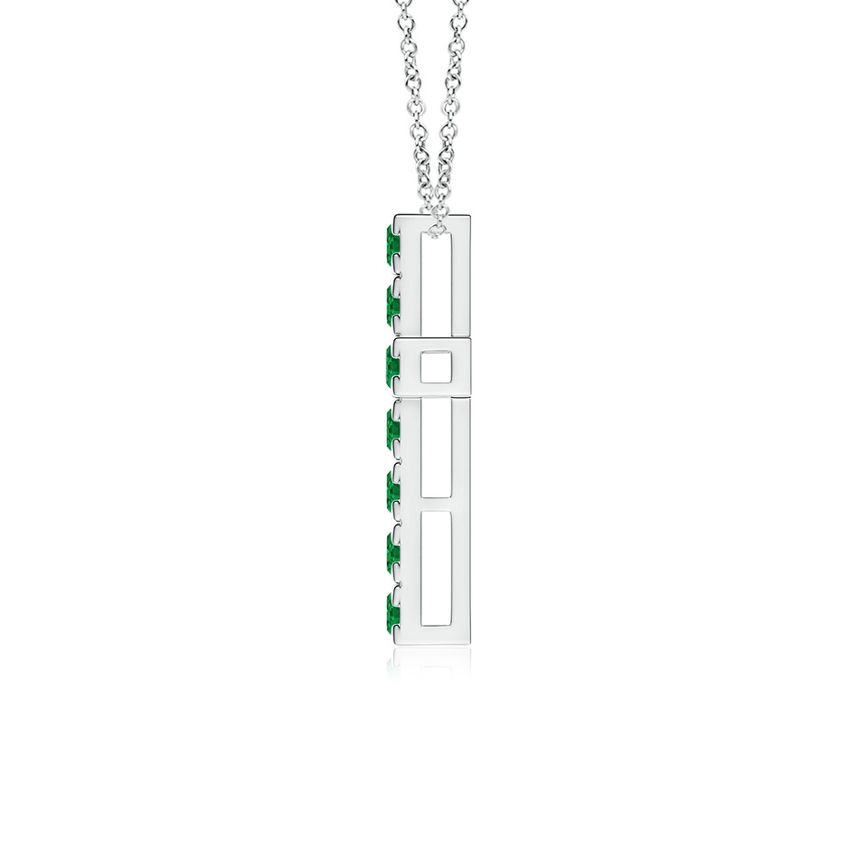 2.5mm AAA Flat Prong-Set Emerald Cross Pendant in White Gold side 199