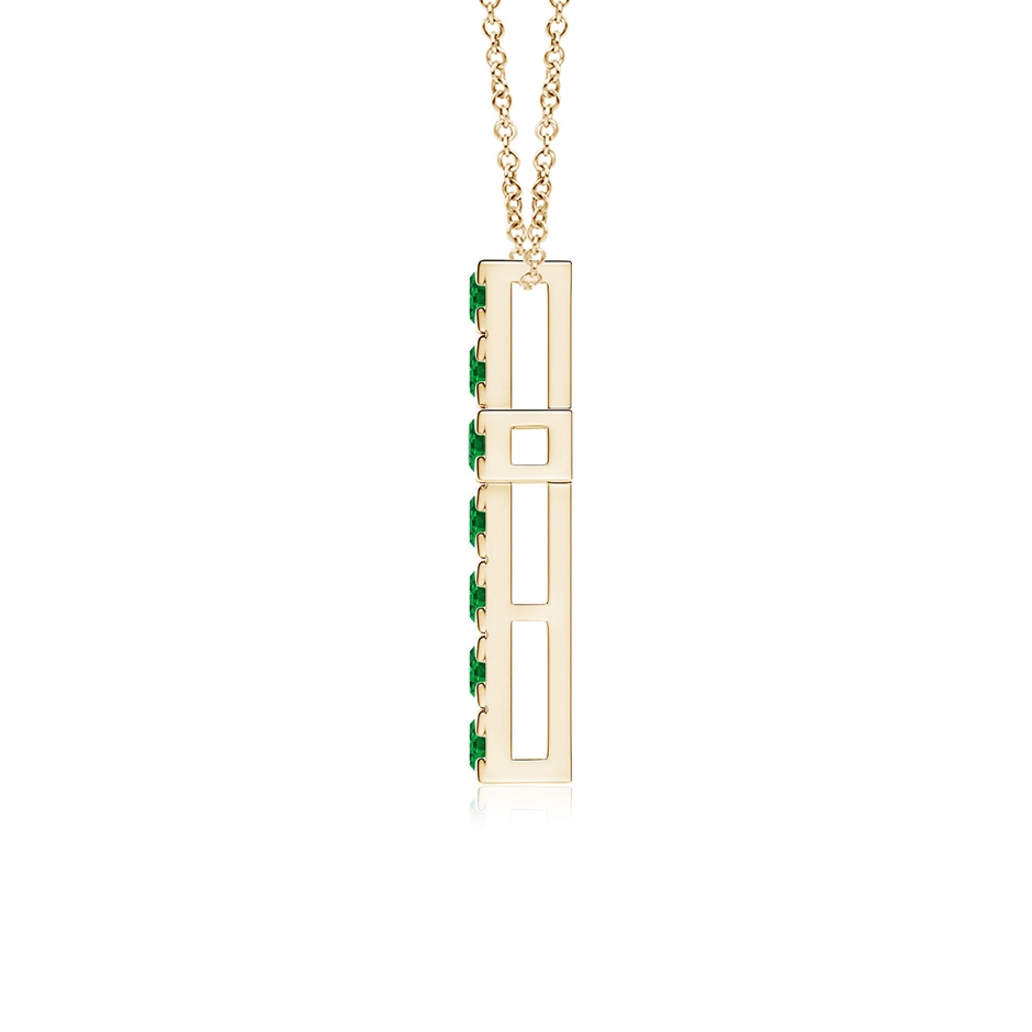 2.5mm AAAA Flat Prong-Set Emerald Cross Pendant in Yellow Gold side 199