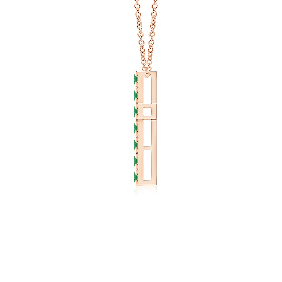 2mm A Flat Prong-Set Emerald Cross Pendant in Rose Gold side 199