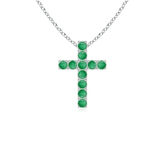 2mm A Flat Prong-Set Emerald Cross Pendant in S999 Silver