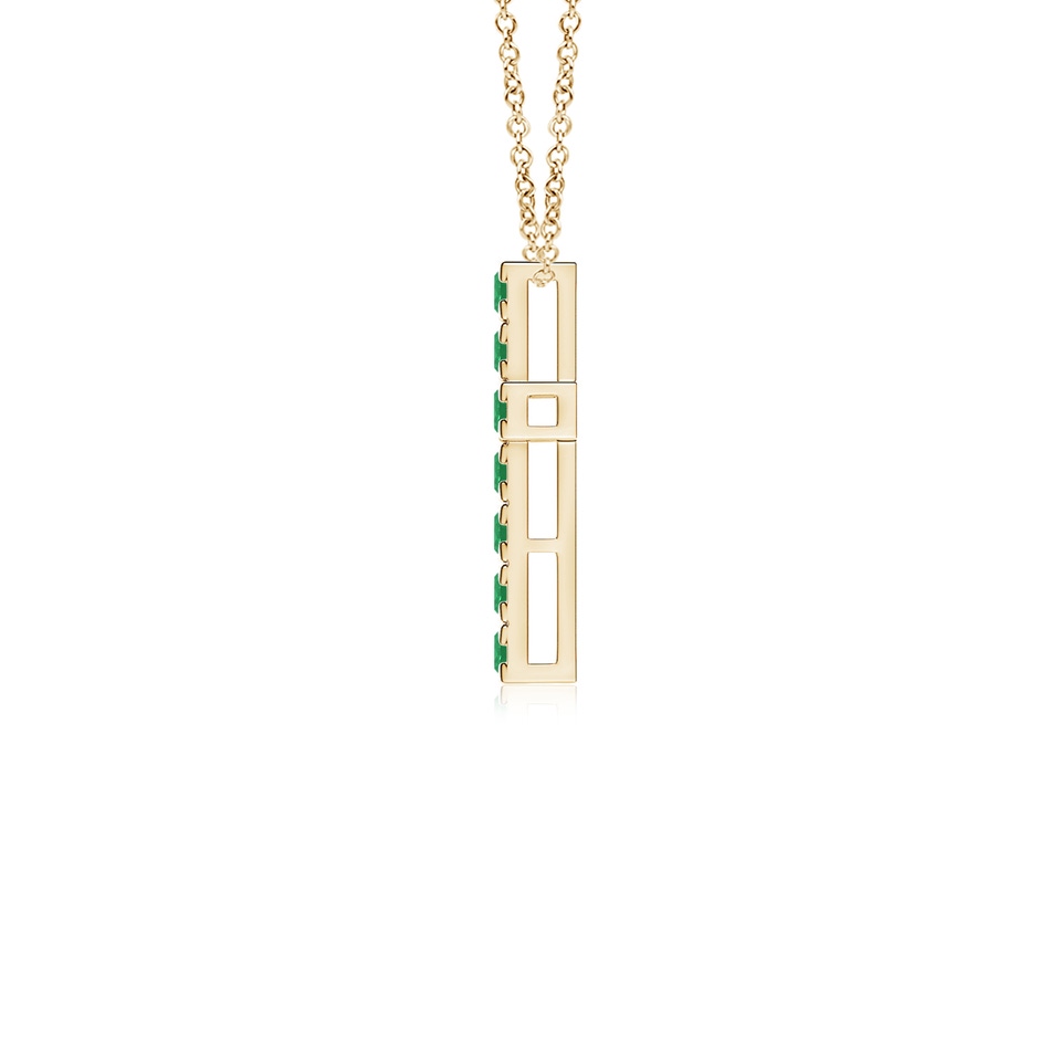 2mm A Flat Prong-Set Emerald Cross Pendant in Yellow Gold side 199