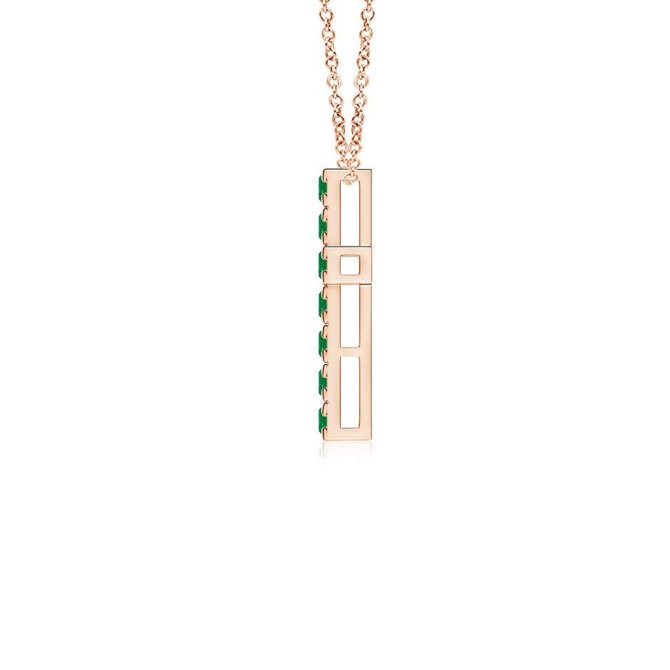 2mm AA Flat Prong-Set Emerald Cross Pendant in Rose Gold side 199