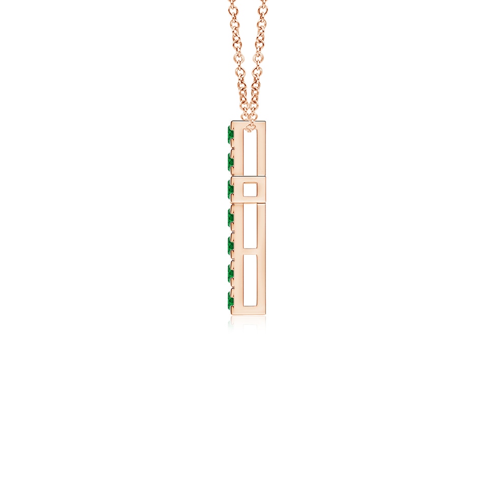 2mm AAAA Flat Prong-Set Emerald Cross Pendant in Rose Gold side 199