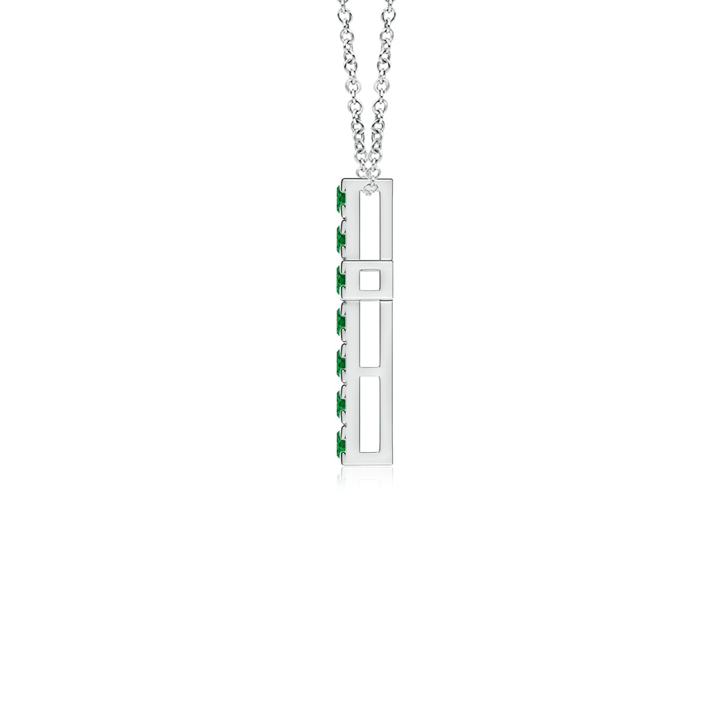 2mm AAAA Flat Prong-Set Emerald Cross Pendant in S999 Silver Side 199