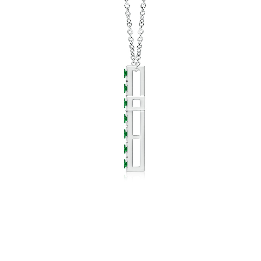 2mm AAAA Flat Prong-Set Emerald Cross Pendant in S999 Silver - side 199